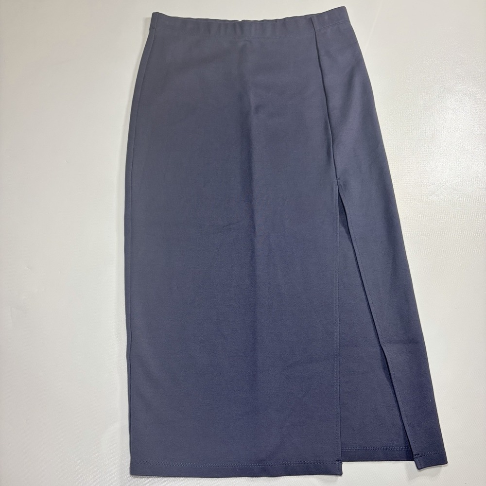 Babaton Aritzia Blue Pencil Slit Midi Skirt Womens Size 8 Stretch Minimalist
